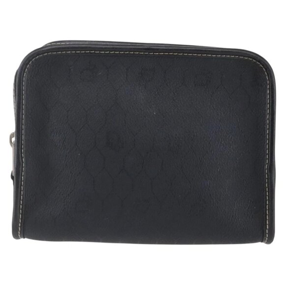 Christian Dior Honeycomb Canvas Pouch PVC Leather Black - Picture 3 of 14